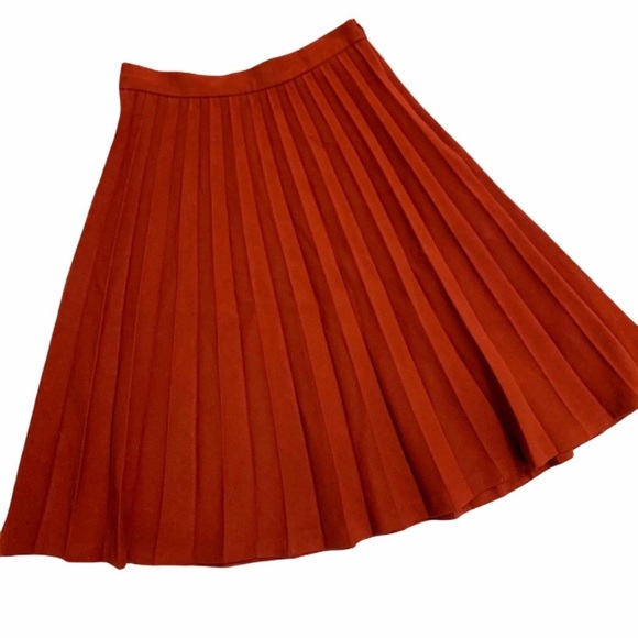 Kate Spade Sonny Accordian Pleated A-Line Midi Skirt Russet Dark Red Size 6 - Picture 2 of 10